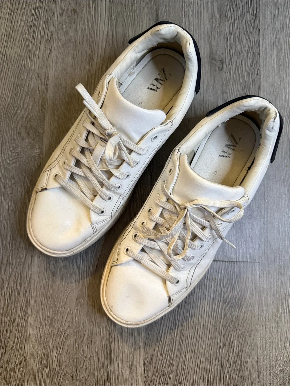 Zara White Leather Lace-Up Sneakers - size 42
